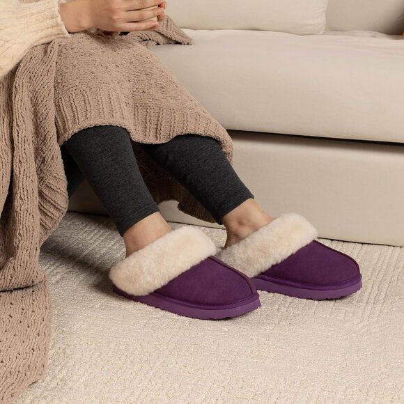 🆕Women Grape Madge Fuzzy Ethylene Vinyl Acetate Faux Fur Faux Suede Slipper - Picture 4 of 7